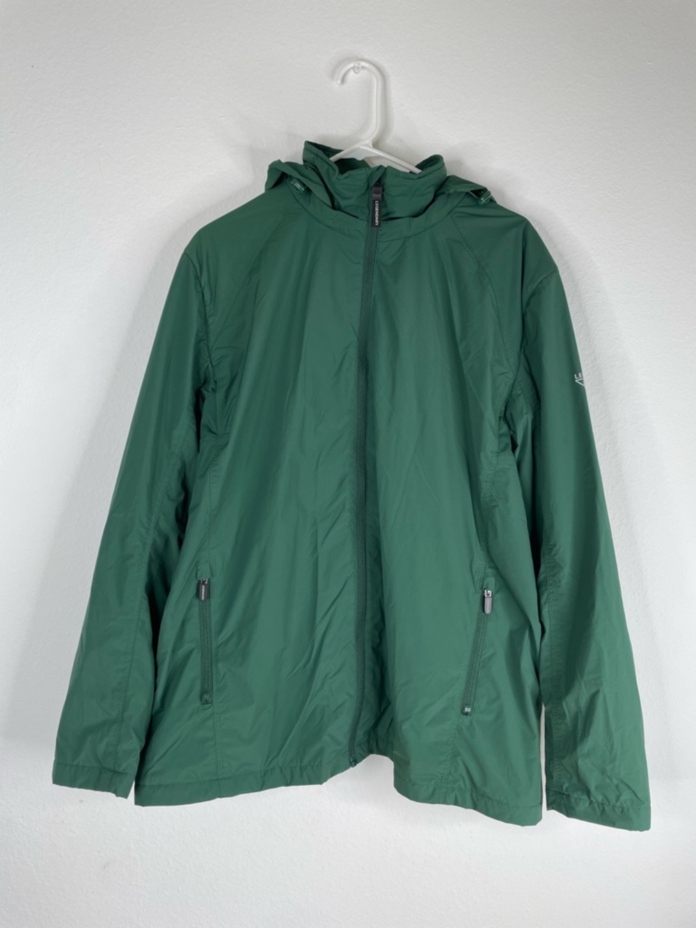 Legendary Outdoors Men’s Green Hooded Windbreaker Jacket - Water Resistant Large